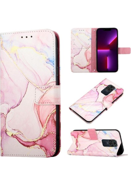 Xiaomi Redmi Note 9 Kılıf 360 Tam Kaplar Deri Marble Kapaklı Cüzdan Standlı Kartvizitli Kopçalı Kapak Kartlıklı (Yurt Dışından)