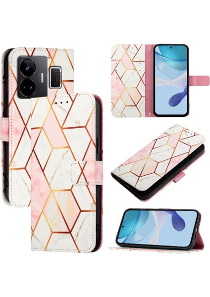 Realme Gt Neo 5 5g Kılıf 360 Tam Kaplar Deri Marble Kapaklı Cüzdan Standlı Kartvizitli Kopçalı Kapak Kartlıklı (Yurt Dışından)