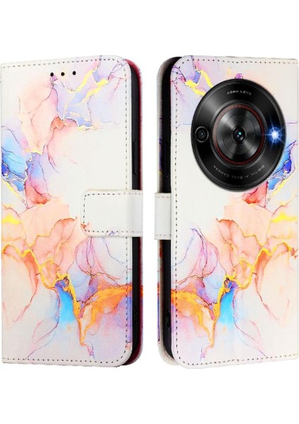 Zte Nubia Focus 5g Kılıf 360 Tam Kaplar Deri Marble Kapaklı Cüzdan Standlı Kartvizitli Kopçalı Kapak Kartlıklı (Yurt Dışından)