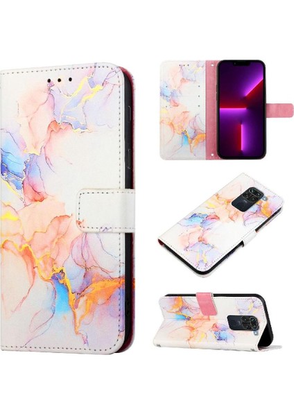 Xiaomi Redmi Note 9 Kılıf 360 Tam Kaplar Deri Marble Kapaklı Cüzdan Standlı Kartvizitli Kopçalı Kapak Kartlıklı (Yurt Dışından)