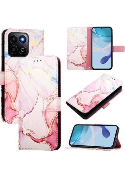 Honor 200 Smart Kılıf 360 Tam Kaplar Deri Marble Kapaklı Cüzdan Standlı Kartvizitli Kopçalı Kapak Kartlıklı (Yurt Dışından)