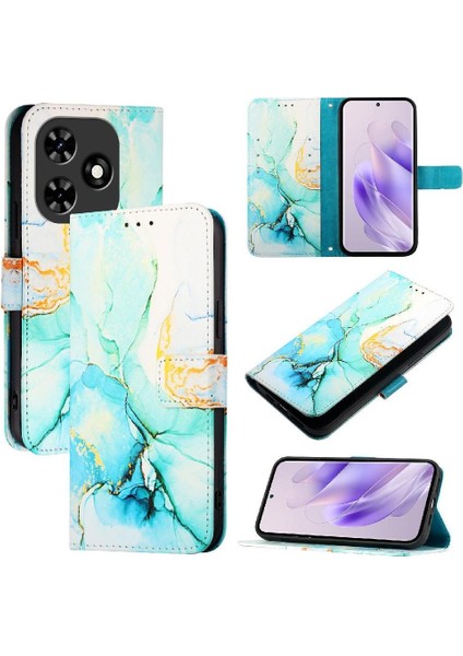 Tecno Spark Go 2024 Kılıf 360 Tam Kaplar Deri Marble Kapaklı Cüzdan Standlı Kartvizitli Kopçalı Kapak Kartlıklı (Yurt Dışından)