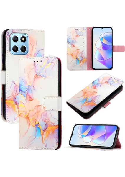 Honor X6S 4g/x6 4g Kılıf 360 Tam Kaplar Deri Marble Kapaklı Cüzdan Standlı Kartvizitli Kopçalı Kapak Kartlıklı (Yurt Dışından)