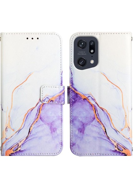 Oppo Find X5 Pro 5g Kılıf 360 Tam Kaplar Deri Marble Kapaklı Cüzdan Standlı Kartvizitli Kopçalı Kapak Kartlıklı (Yurt Dışından)