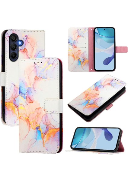 Samsung Galaxy A16 5g Kılıf 360 Tam Kaplar Deri Marble Kapaklı Cüzdan Standlı Kartvizitli Kopçalı Kapak Kartlıklı (Yurt Dışından)