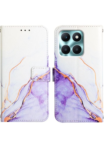 Honor X6A Kılıf 360 Tam Kaplar Deri Marble Kapaklı Cüzdan Standlı Kartvizitli Kopçalı Kapak Kartlıklı (Yurt Dışından)