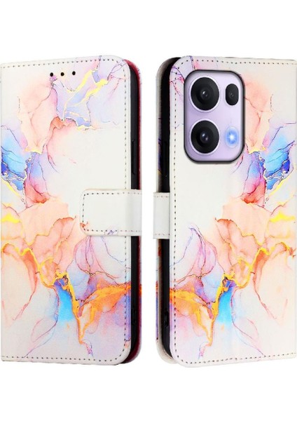 Oppo Reno 13 5g Kılıf 360 Tam Kaplar Deri Marble Kapaklı Cüzdan Standlı Kartvizitli Kopçalı Kapak Kartlıklı (Yurt Dışından)