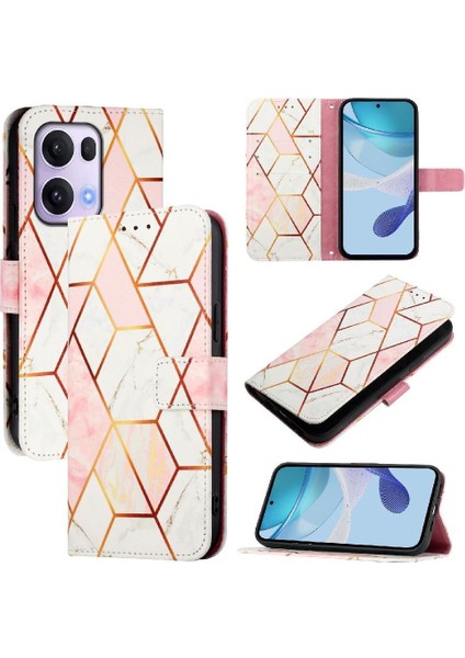 Oppo Reno 13 5g Kılıf 360 Tam Kaplar Deri Marble Kapaklı Cüzdan Standlı Kartvizitli Kopçalı Kapak Kartlıklı (Yurt Dışından)