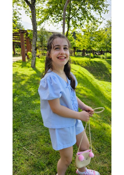 Mavi Bağcıklı Pamuklu Takım