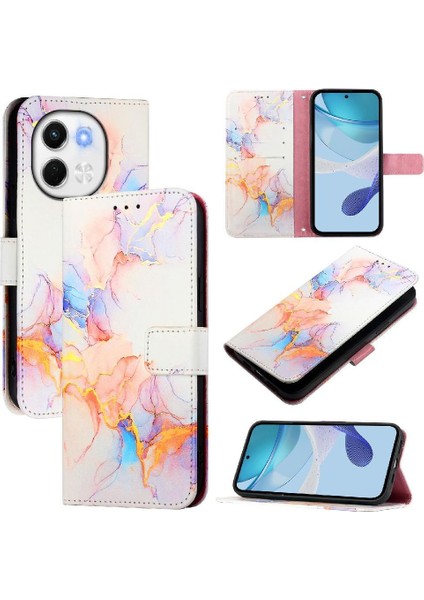 Tecno Pova 6 Neo 5g Kılıf 360 Tam Kaplar Deri Marble Kapaklı Cüzdan Standlı Kartvizitli Kopçalı Kapak Kartlıklı (Yurt Dışından)