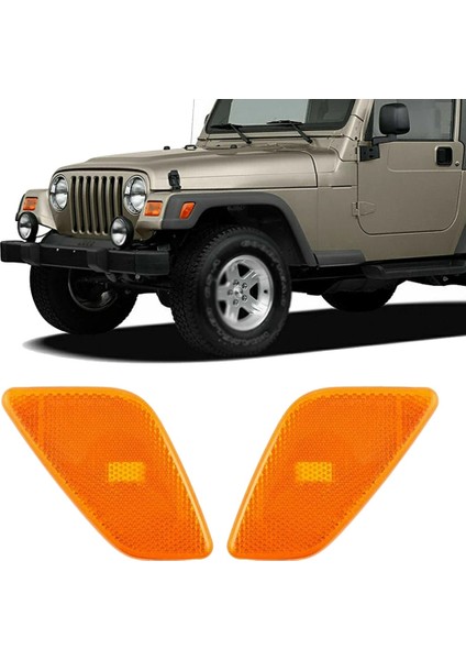Jeep Wrangler Tj 1997-2006 Için Araba Yan Sinyal Lambası Sinyal Işığı 55155629AC 55155628AC Sarı (Yurt Dışından)