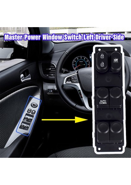 Araba Ön Sol Taraf Elektrikli Güç Ana Pencere Kaldırma Kontrol Anahtarı 93570-1R210 Hyundai Accent 2015-2017 Lhd Için (Yurt Dışından)
