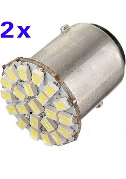 2x 1157 T25 S25 BAY15D 22 Smd LED Beyaz Araba Durdurma Kuyruk Dönüş Fren Ampul Lamba (Yurt Dışından)