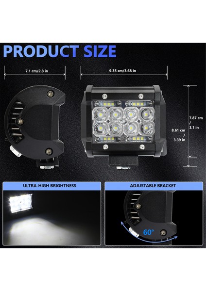 LED Işık Çubuğu, LED Işık Pod'ları 4 Inç 60W 6000LM LED Kamyon Çalışma Işıkları Spot Işıkları Tekne Pikap Atv Utv Rv Için LED Pod'lar (Yurt Dışından)
