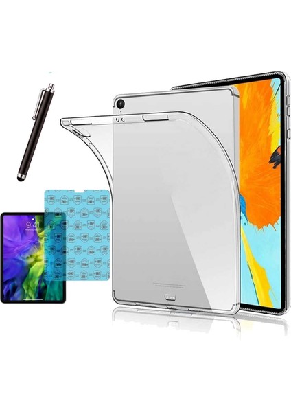 Apple iPad Pro 11 2018 Uyumlu A2013 A1934 Şeffaf Kılıf Cam Kalem Set