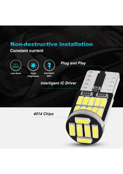 10 Adet W5W T10 LED Ampuller 4014 26SMD Araba Iç Kubbe Tavan Lambası Plaka Sinyal Lambası Kuyruk Kutusu Ampuller 12 V Beyaz Işık (Yurt Dışından) fırsatları