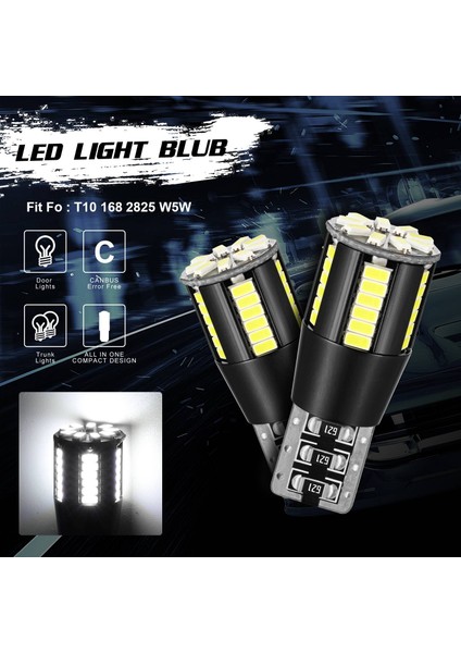 194 LED Ampul 6000K Beyaz Süper Parlak 168 2825 W5W T10 Wedge 39-Smd 3014 Chipsetler LED Yedek Ampuller Araba Için Hatasız Kubbe Harita Kapı Nezaket Plaka Işıkları (2 Adet) (Yurt Dışından)