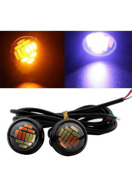 10 Adet 12V 23MM Çift Renkli Switchback 4014 Smd 12 LED Drl Kartal Göz Gündüz Işığı Araba Motor Dönüş Işıkları (Yurt Dışından)