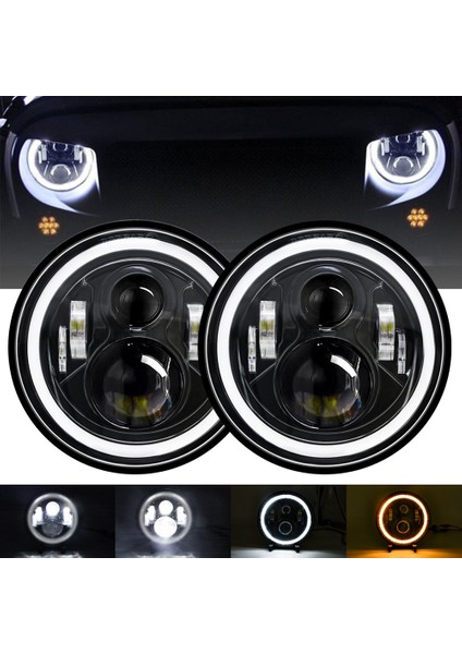 Inç 100W Araba LED Farlar Drl Dönüş Sinyal Işığı LED Işık Halkası Melek Gözler Işıkları Jk Tj Lj Cj H1 H2 (Yurt Dışından) indirimleri
