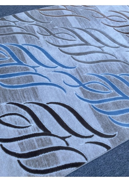 Mavi Vizon Gül Kurusu Kesme Halı 150X175 Saçaklı Akrilik Halı modelleri