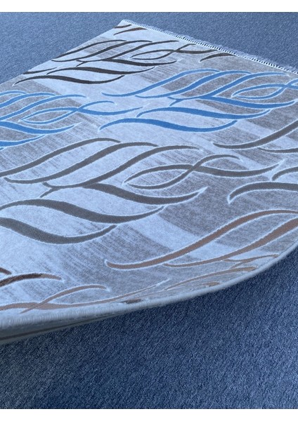 Mavi Vizon Gül Kurusu Kesme Halı 150X175 Saçaklı Akrilik Halı fırsatları