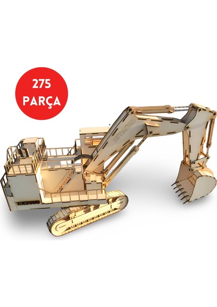 275 Parça Hitachi EX2500 Ahşap Ekskavatör Maketi - Dev Boy Ahşap Ekskavatör Maketi