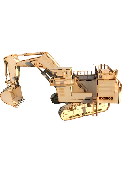 275 Parça Hitachi EX2500 Ahşap Ekskavatör Maketi - Dev Boy Ahşap Ekskavatör Maketi