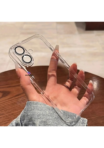iPhone 16 Kılıf Sararmaz Sert Şeffaf Lens ve Hoparlör Toz Korumalı Ultra Ince