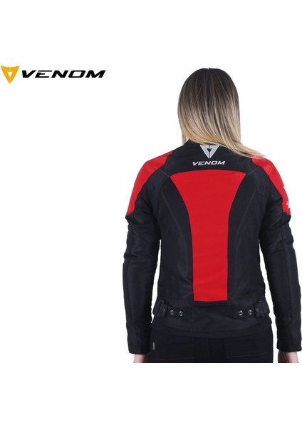 Dynamic Pro V2 Cordura Kırmızı Kadın Dört Mevsim Motosiklet Montu (Bir Beden Büyük Sipariş Veriniz)