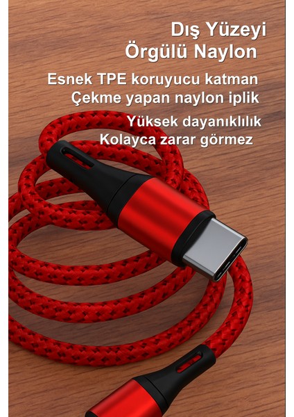 2.4AMPER 1metre USB To Typ-C Güçlendirilmiş Örgülü Şarj ve Data Kablosu BDL-V10