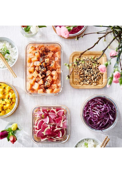 2 Adet Bambu Kapaklı Cam Saklama Kabı Kare Kase 15 cm 600 ml fırsatları