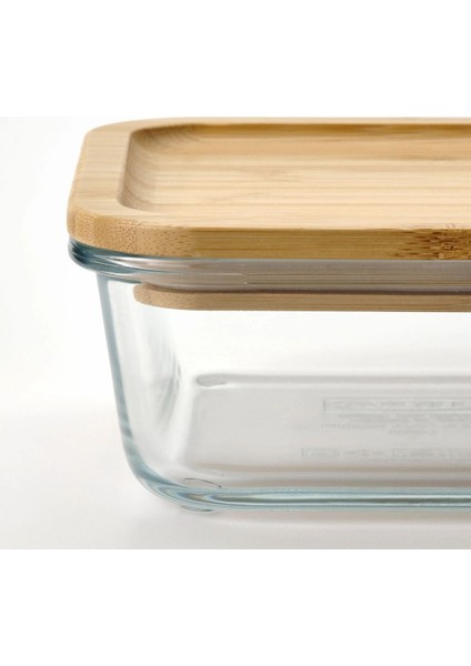 2 Adet Bambu Kapaklı Cam Saklama Kabı Kare Kase 15 cm 600 ml indirimleri