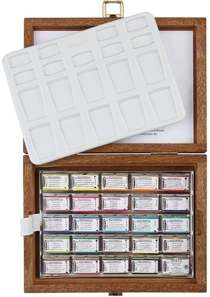 Horadam Aquarell Taş Tablet Sulu Boya Seti Tam Tablet 24 Renk Ahşap Kutu
