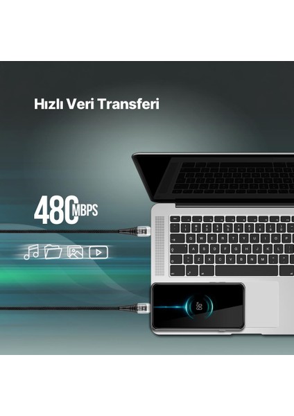 Extremecable Ekstra Dayanıklı Transparan Usb-C –usb-C 60W Pd/qc 120CM Hızlı Şarj/data Kablosu , fırsatları