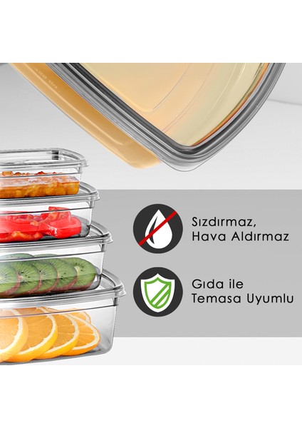 16'lı Sızdırmaz Saklama Kabı Seti - Düzenleyici Organizer Erzak Kabı 4X(225-430-750-1220)ML Antrasit fiyatları