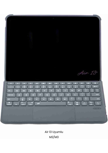 iPad Air 13 Uyumlu M2/m3 Ledli 360° Manyetik Standlı Touchpadli Katanya Klavyeli Tablet Kılıfı
