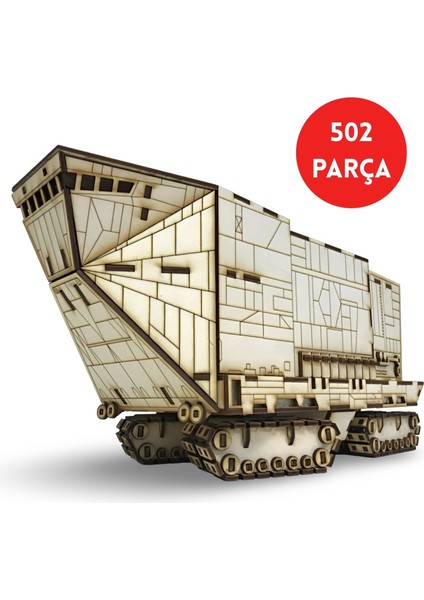 502 Parça Ahşap Star Wars Kum Aracı Maketi - 3D Star Wars Sandcrawler Maket