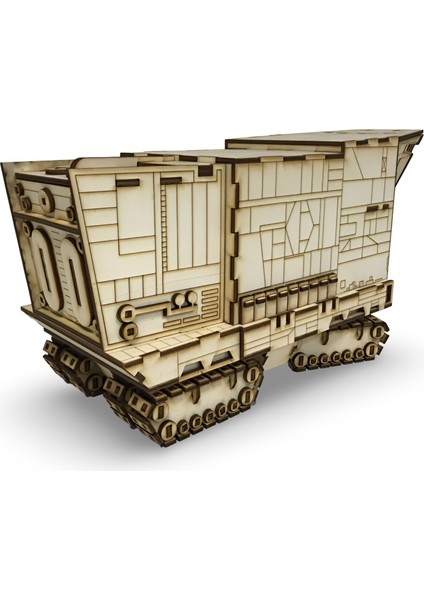 502 Parça Ahşap Star Wars Kum Aracı Maketi - 3D Star Wars Sandcrawler Maket