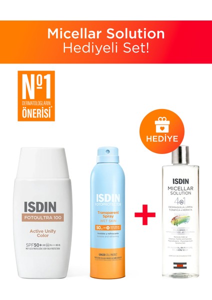 Fotoultra 100 Active Unify Color SPF50 + Wet Skin Transparent Sprey - Micellar Solution Hediye