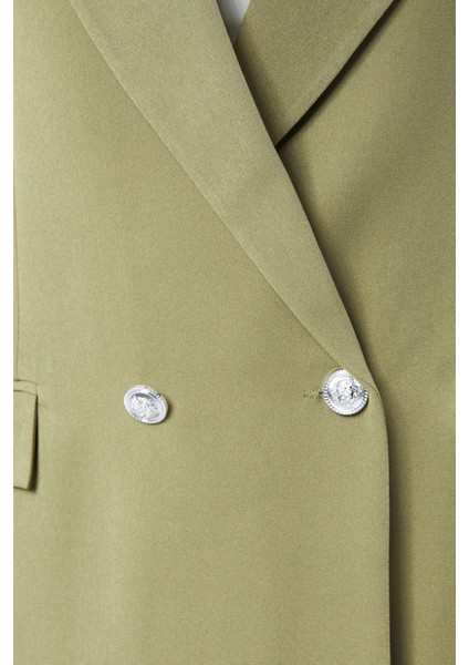 Açık Haki Oversize Dokuma Blazer Ceket indirimleri