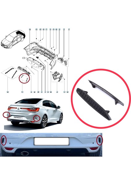 BSP1210 Renault Megane Mk4 Lfb 2016-ON Sedan Için Sağ Sol Arka Tampon Çıtası Havalandirma Kapağı Bakaliti fiyatları