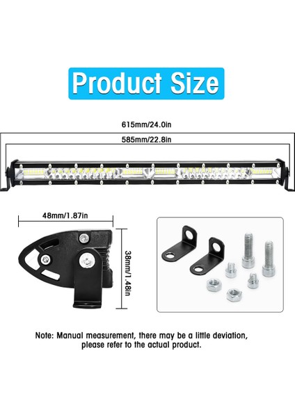 LED Işık Çubuğu Spot Taşkın Combo Işın Ince Tek Sıralı LED Sürüş Lambası Kapalı Yol Işıkları LED Çalışma Işığı - 20 Inç (Yurt Dışından)