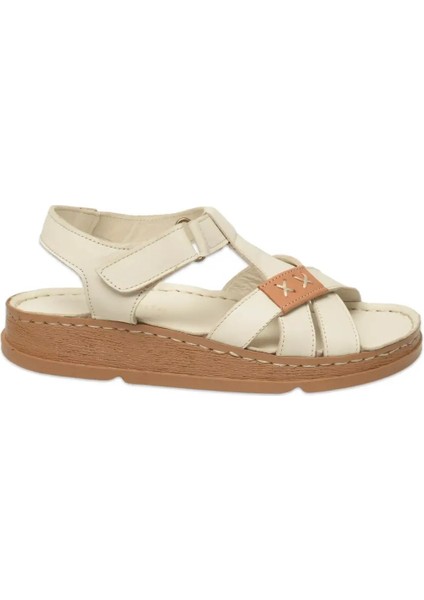 D25YS-2440 Kadın Hakiki Deri Comfort Sandalet Kemik