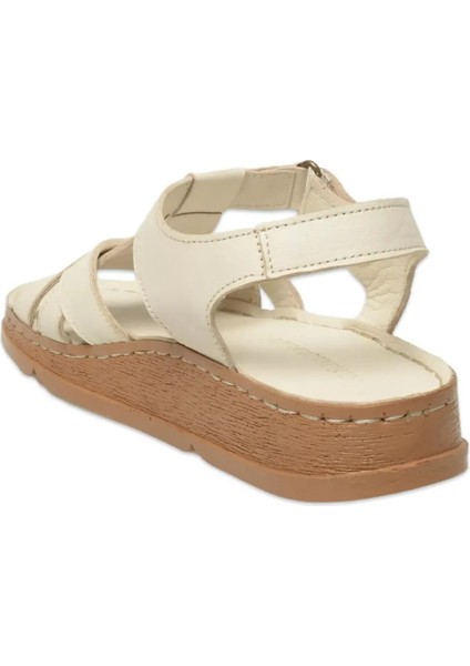 D25YS-2440 Kadın Hakiki Deri Comfort Sandalet Kemik