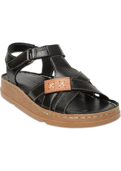 D25YS-2440 Kadın Hakiki Deri Comfort Sandalet Siyah