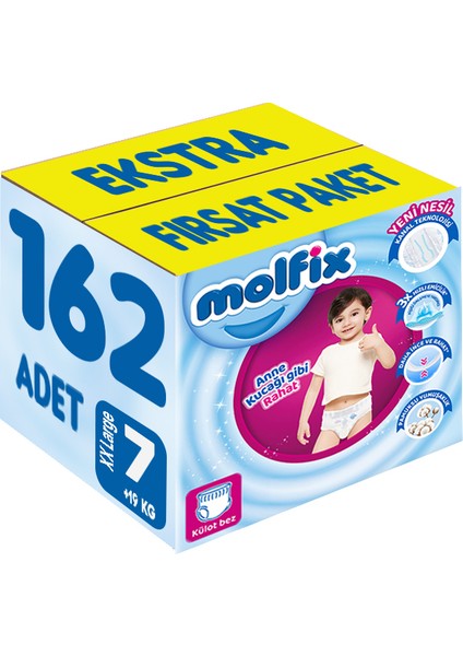 Külot Bebek Bezi Beden:7 (19+Kg) Xx Large 162 Adet Ekstra Fırsat Pk