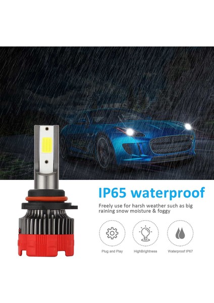 2 Adet Araba LED Far 8000LM Hi/lo DC9-30V 9006 Araba Süper Parlak Uzak ve Yakın Işık Modifiye Işıklar Otomatik Far Ampulü (Yurt Dışından)