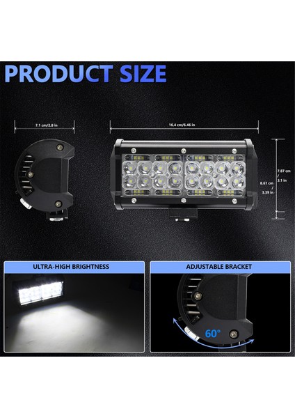 7 Inç LED Işık Çubuğu, 120W 12000LM LED Pod Işıkları Çalışma Işıkları, Spot Sel Kombo Işını Arazi Işık Pod'ları Sis Işıkları 2 Adet (Yurt Dışından) fırsatları