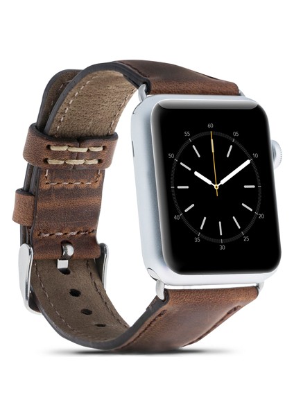 Apple Watch Uyumlu Gerçek Deri Kordon, Kahverengi