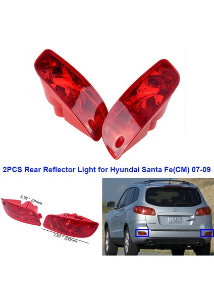 Hyundai Santa Fe (Cm) 2007-2009 Için Araba Arka Tampon Reflektör Işıkları Ön-Yüzey Yenilemesi Arka Sis Lambası Muhafazası Kırmızı Mercek (Yurt Dışından) modelleri